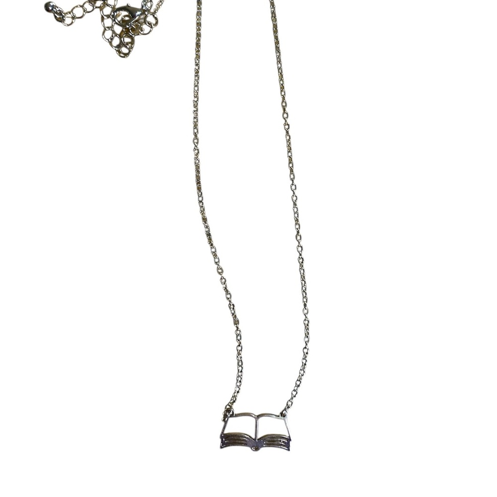 Elegant Silver Fashion Book Necklace